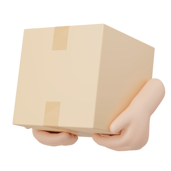 3d Hand holding brown cardboard box and floating on transparent. Deliver products to customers safely. Market online, Fast delivery, Express shipping concept. Cartoon icon style. 3d render. png