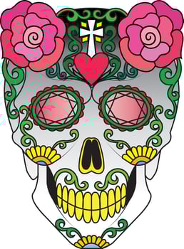 Art skull day of the dead. Hand drawing and make graphic vector. vector