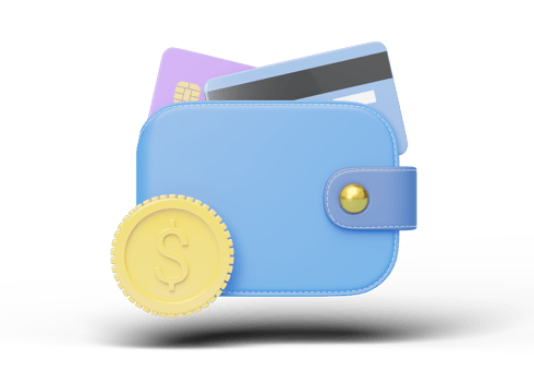 Back credit card into wallet, coin float on transparent. Mobile banking and Online payment service. Digital marketing, E commerce. Saving dollar wealth. Quick and easy shopping retail. 3d render png