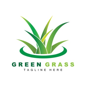 Green Grass Logo Design, Farm Landscape Illustration, Natural Scenery Vector
