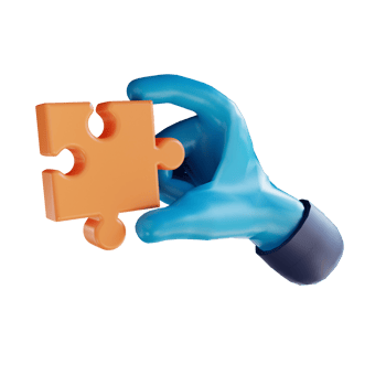 3D illustration hand and puzzle solution suitable for marketing png
