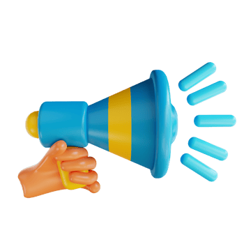 3D illustration megaphone, hand and advertising suitable for marketing png