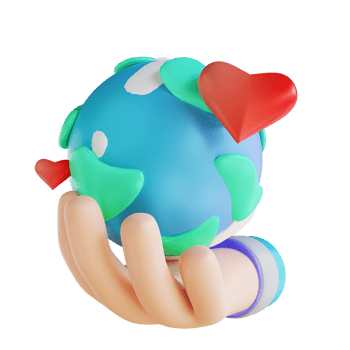 3D illustration hand and love earth png