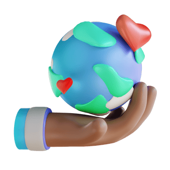 3D illustration hand and love earth png