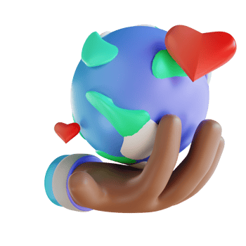 3D illustration hand and love earth png