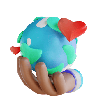 3D illustration hand and love earth png
