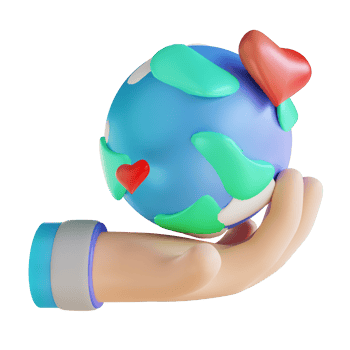 3D illustration hand and love earth png