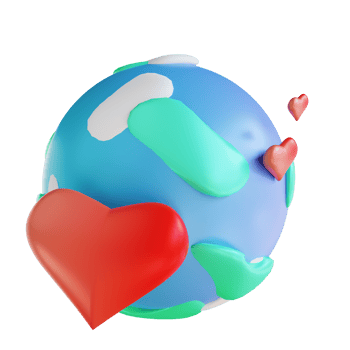 3D illustration love and earth png