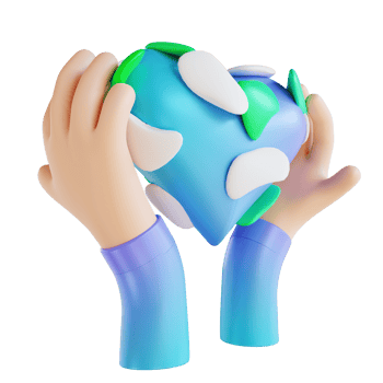 3D illustration love earth and hands png