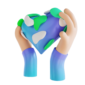 3D illustration love earth and hands png