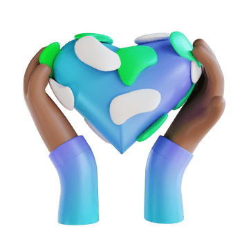 3D illustration love earth and hands png