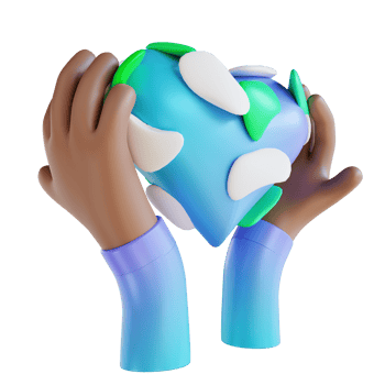 3D illustration love earth and hands png