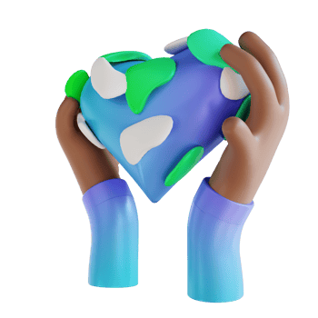 3D illustration love earth and hands png
