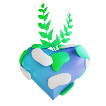 3D illustration love plants and earth png