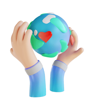 3D illustration love the earth and hands png