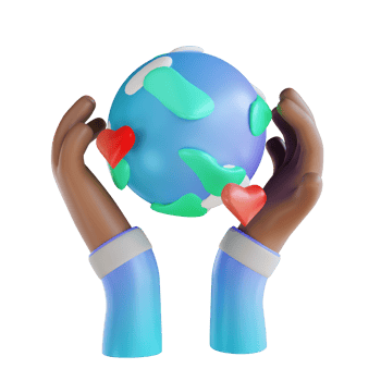 3D illustration love the earth and hands png