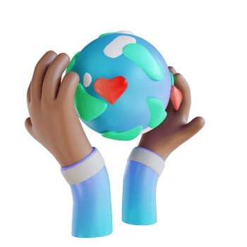 3D illustration love the earth and hands png