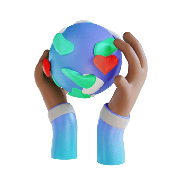 3D illustration love the earth and hands png