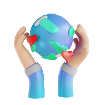 3D illustration love the earth and hands png