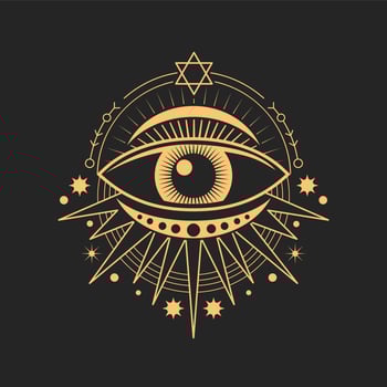 Eye occult and esoteric symbol, magic tarot sign vector