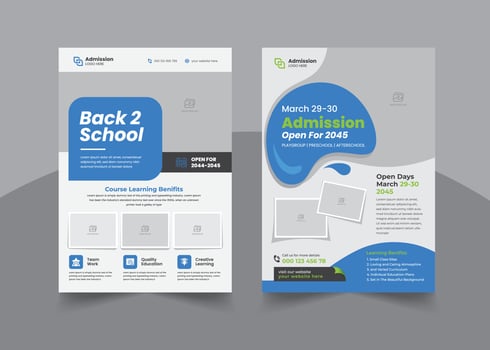 School Admission Flyer Design Template, School Education Admission, Corporate Banner, Kids Back To School Business Poster Layout Premium Vector Ads. Free Vector
