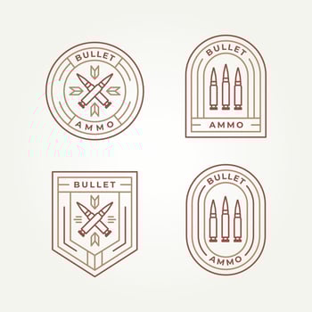set of bullet ammo simple line art badge emblem logo template vector illustration design