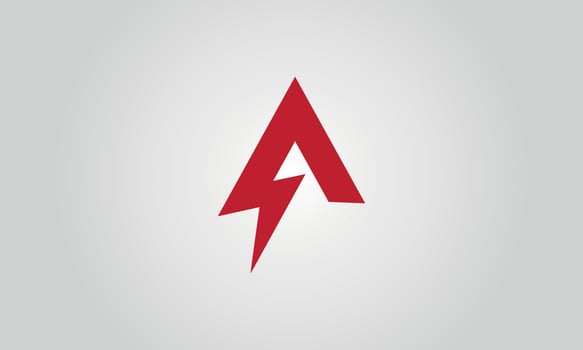 A Letter logo with electrical thunder logo design vector free vector template.