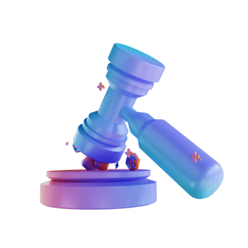 3D illustration NFT hammer and Ethereum png