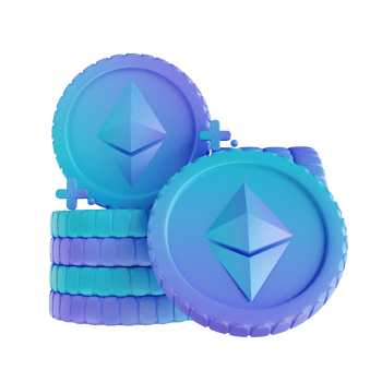 3D illustration coin Ethereum png