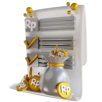 3D illustration documents and piles of money bags png