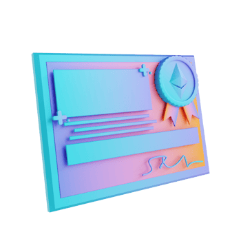 3D illustration Ethereum certificate png