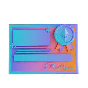 3D illustration Ethereum certificate png