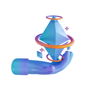 3D illustration hand Ethereum and ring png