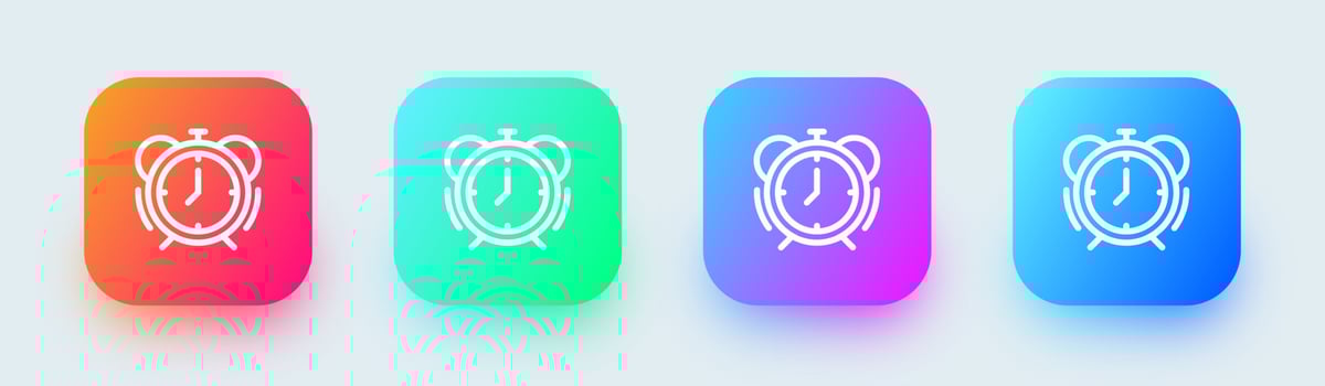 Alarm line icon in square gradient colors. Timer signs vector illustration.
