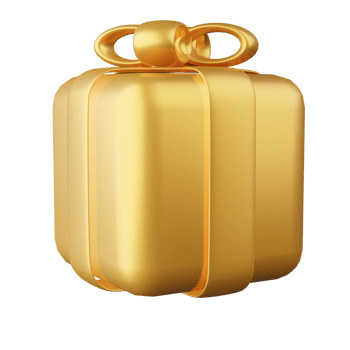 Christmas gift gold color 3d png