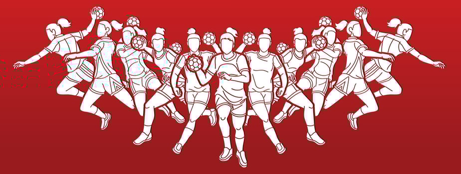 Group of Handball Players Female vector