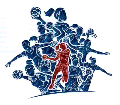 Handball Players Sport Action vector