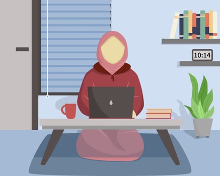 Illustration of Home office. Working at home. Studying at Home. Freelance. vector