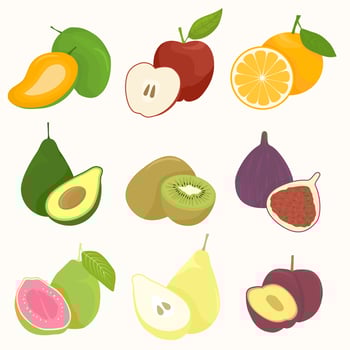 Fresh Fruit Flat Vector Design Collection