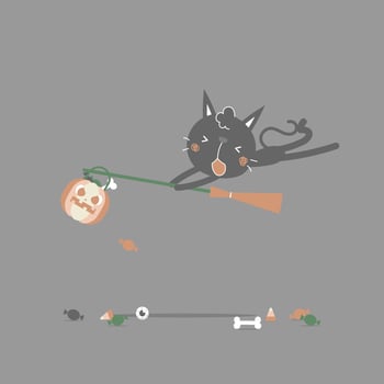 happy halloween holiday festival with black cat, flat vector illustration cartoon character design