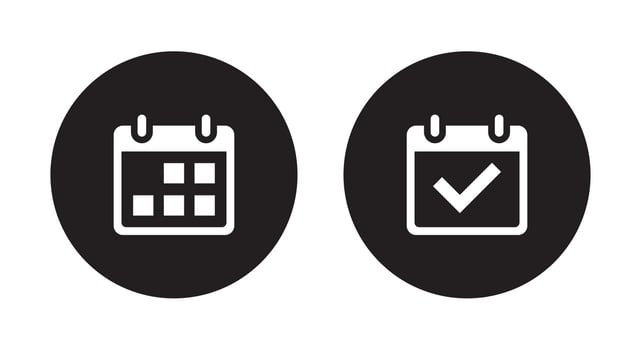 Calendar, schedule date icon vector on circle background