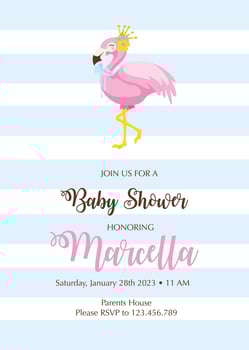 baby shower invitation with cute flamingo vector
