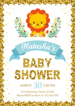 Baby Shower invitation with cute lion vector