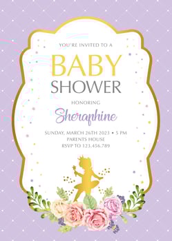 Royal Baby Shower Invitation with cute ballerina girl vector
