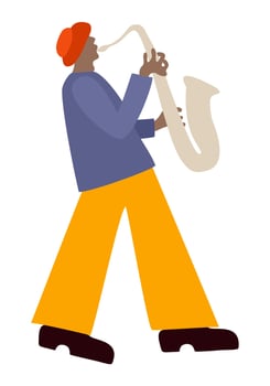 Vector bright isolated illustration of saxophonist.