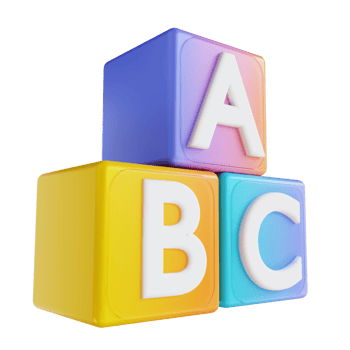 3D illustration colorful alphabet box png