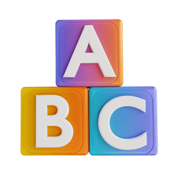 3D illustration colorful alphabet box png