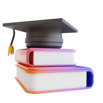 3D illustration colorful graduation hat and book png