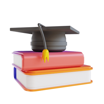 3D illustration colorful graduation hat and book png