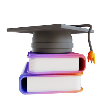 3D illustration colorful graduation hat and book png